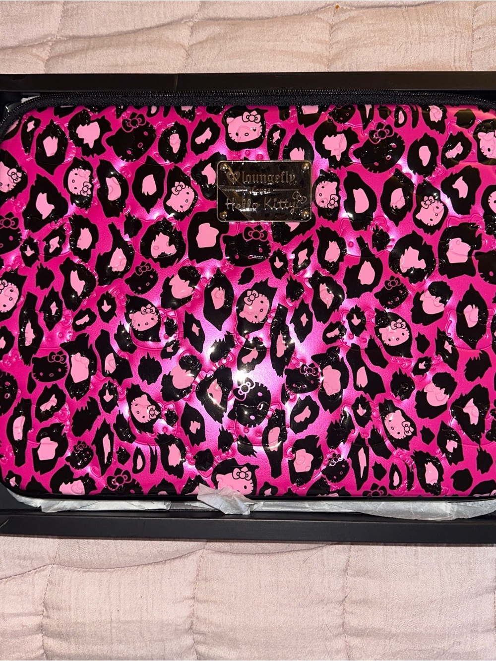 Loungefly Pink and Black Hello Kitty Leopard Cosmetic Pouch